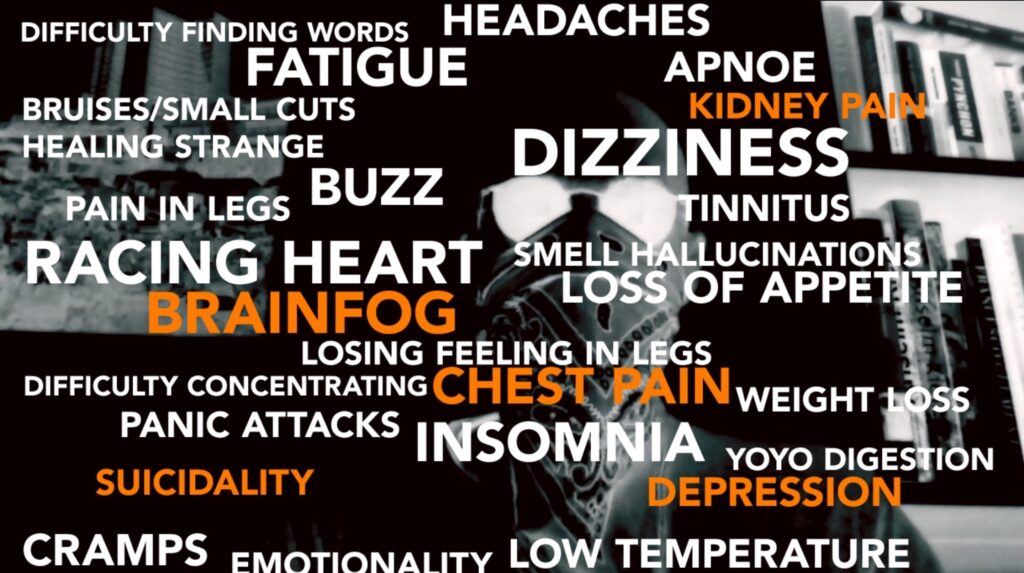 A screenshot of a featured video listing all the symptoms i had or still have from LongCOVID
