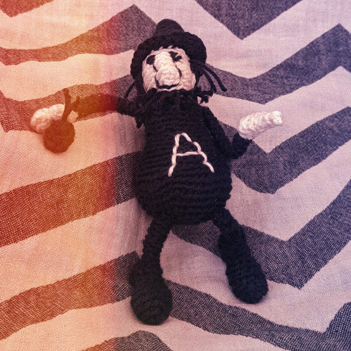 A crochet figure of Anarchik the Italian comic book character