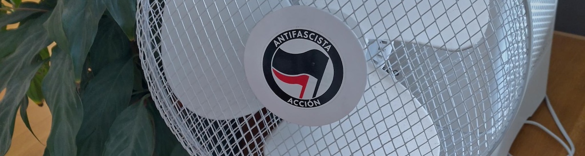 A fan with an antifa-sticker